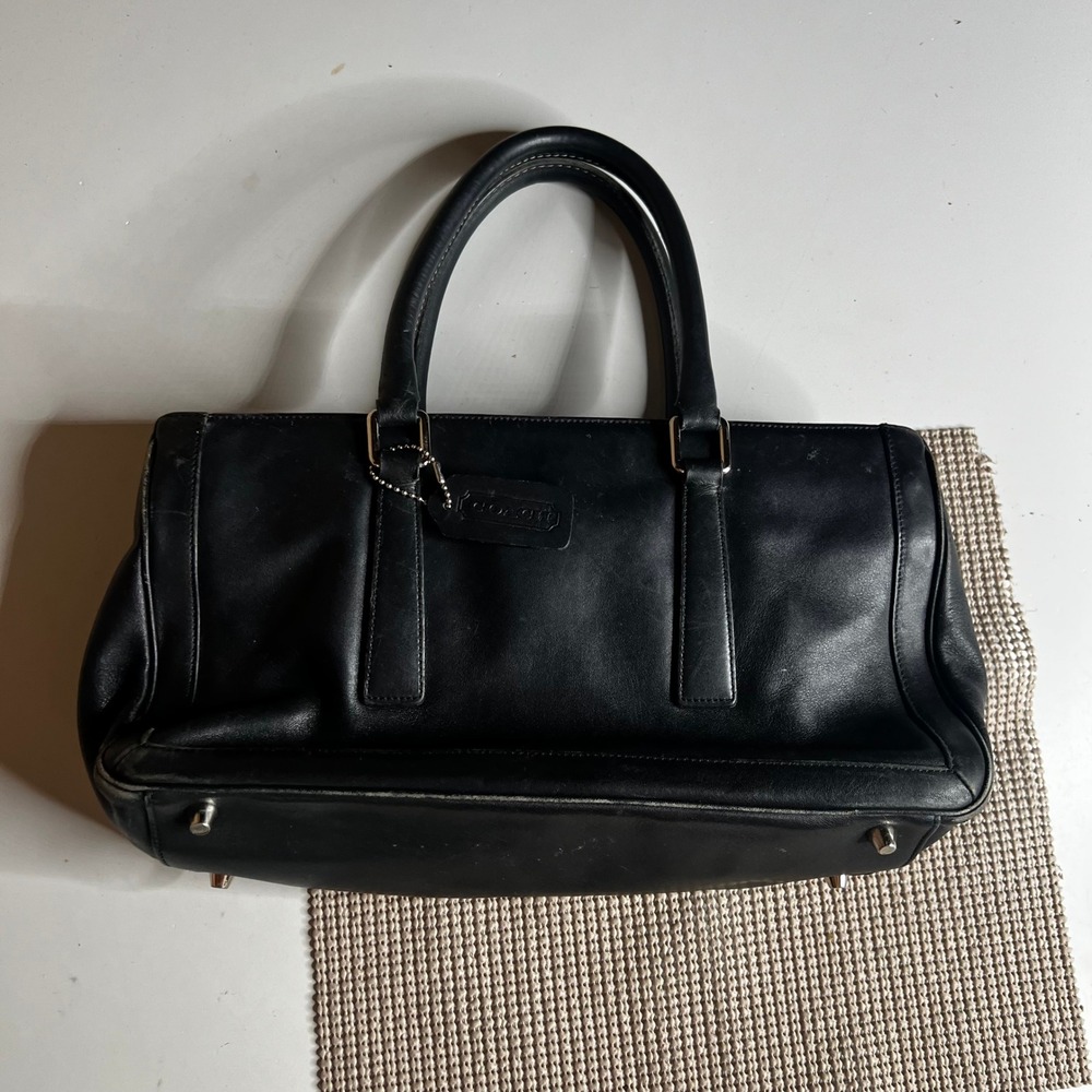Coach Black Leather Satchel Handbag Silver Hardware 9419 Vintage